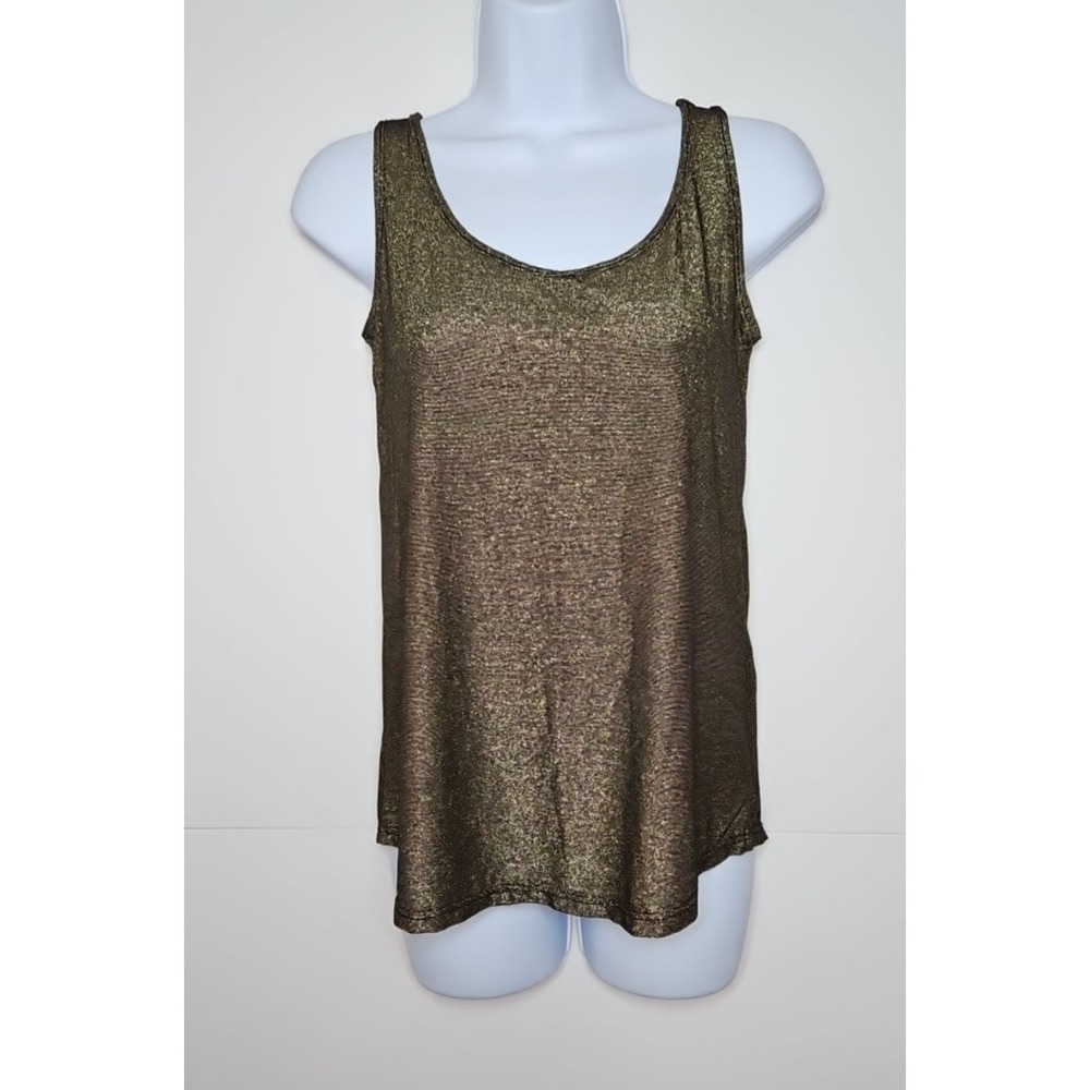 Yoli Rapp Womens Sleeveless Blouse Metallic Gold‎ Sparkle Size Medium / Large